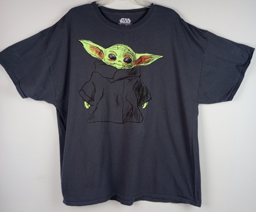 Star Wars Mad Engine Mens 3XL Baby Yoda Grogu Mandalorian Gray Graphic Tshirt